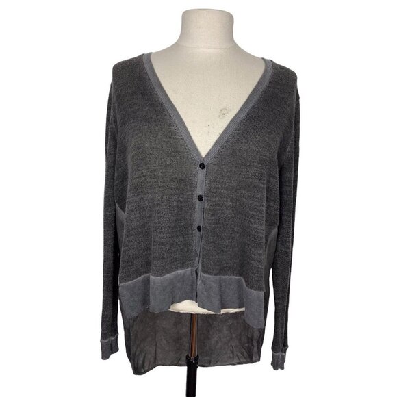 Tina And Jo Womens Cardigan Sweater Top Gray Small Sheer Back Lagenlook Oversize - Picture 1 of 7